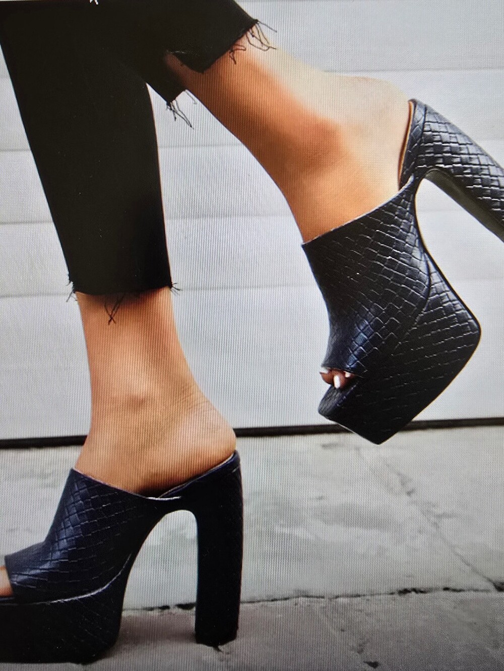 Women's Navy Platform Mule Heels